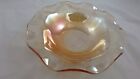 Vintage peach luster "Iris" Herringbone by Jeanette ruffle edge bowl 9" diameter