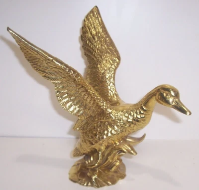 "Estatuilla estatuilla escultura vintage de patos en vuelo de latón 8"" 3,2 libras" Foto 1 de 2