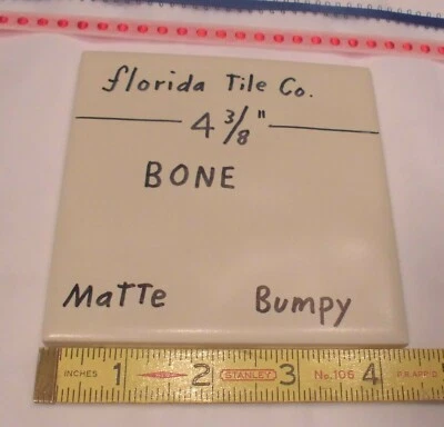 1 pc. Bone: Bumpy Matte Ceramic Tile 4-3/8" by Florida: Big Thumb Prints, New - Image 1 of 4