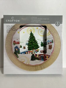 Crofton Holiday Charger And Plate Set NWT Boxed 13" Charger 10" Porcelain Plate - Picture 1 of 3
