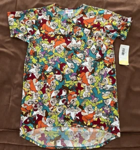 LuLaRoe Disney Snow White Dwarfs SS High Low Tunic Gracie Top Girls 12 NEW - Picture 1 of 15