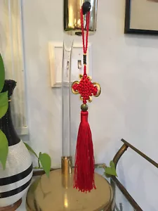 Vintage Mid Century Chinese Japanese Asian Woven Hanging Beaded Tassel - Picture 1 of 9