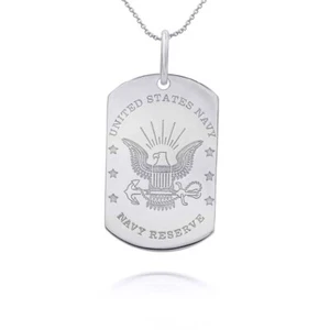 Personalized Name Silver Reversible US United States Navy Pendant Necklace - Picture 1 of 6