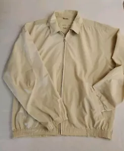 London Fog Jacket Mens Large Long Beige Windbreaker Canvas Casual Golf - Picture 1 of 15