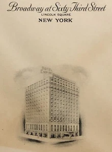 Hotel Empire Envelope Lincoln Square New York Antique 1920's NYC Broadway Old - Picture 1 of 6