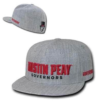 Gray Austin Peay State Govs Governors NCAA Fitted Flat Bill Baseball Cap Hat - Image 1 of 3