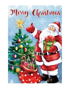 Santa Claus & Christmas Tree Garden Flag - 12” x 18”, Double Sided Winter Decor - Picture 1 of 3
