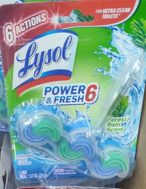 Limpiador automático de tazones de inodoro Lysol descontinuado energía y lluvia de bosques frescos 6 quilates Foto 1 de 2
