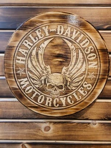 Harley Davidson Holz Barrel Top - 15" Rundholz Display - Wanddekoration - Bild 1 von 2
