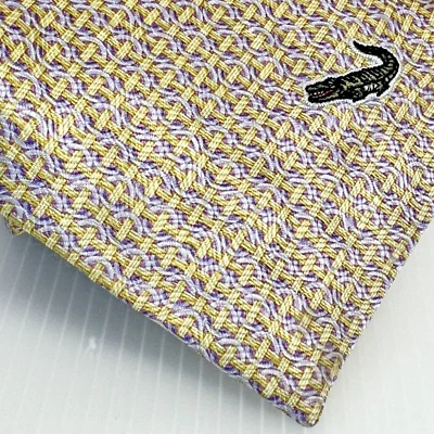 Corbata Preppy de boda "Cartelo Crocodile International" 100 % seda bronceada amarillo púrpura Foto 1 de 4
