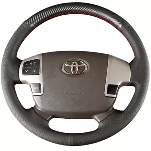 PU Leather Matte Carbon Fiber Steering Wheel Stitch Wrap Cover For Toyota Tundra - Foto 1 di 4