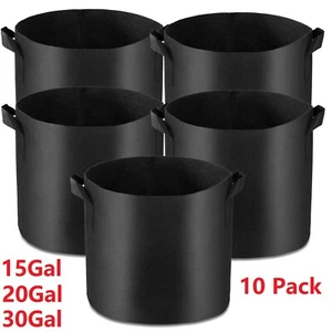 10 Pack 15 20 25 30 Gal Plant Grow Bags Fabric Pot Nursery Soil Bag with Handles - Picture 1 of 18