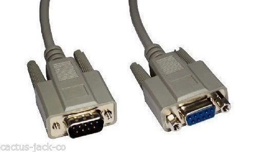 10M 10 METRE 9 PIN D MALE TO 9 PIN D FEMALE SERIAL EXTENSION CABLE MOULDED PLUGS - Image 1 of 1