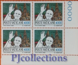 4065-VATICANO 1984 I VIAGGI DI GIOVANNI PAOLO II FULL BLOCK 4 STAMPS MNH - Imagen 1 de 1