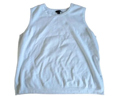 Blusa Suéter Top East 5th Mujer Sin Mangas Blanco Acanalado Dobladillo Talla 1X  Foto 1 de 4