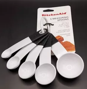 Kitchenaid White/Black Measuring Spoons ~ Dishwasher safe ~ Set of 5 Spoons - Picture 1 of 2