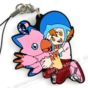~ Japan Bandai - DIGIMON - TAKENOUCHI with BIYOMON - rubber Figure Strap Tag - Picture 1 of 2