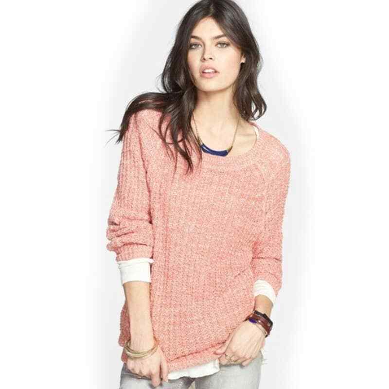 Free People Sweater XS Pink Chunky 