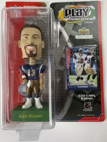 NFL Football 2001 Kurt Warner St. Louis Rams Bobblehead Warner Playmakers + Card Cover