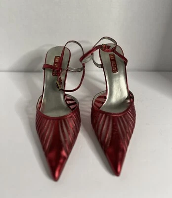 Tacones vintage Ann Marino Starlight en malla metálica roja talla 10 3,75 pulgadas Foto 1 de 4