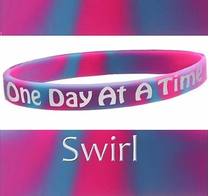  "One Day At A Time" 12 Step Recovery Program Silicone Wristband "Swirl" - Picture 1 of 1
