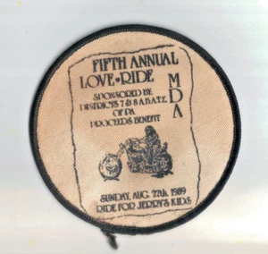 1989 Love-Ride Fifth Annual MDA Sponsored For Jerry's Kids 4" Round Patch unbenutzt - Bild 1 von 3