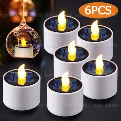 6pcs Outdoor Waterproof Solar Power LED Tea Lights Candles Lighting Dusk to Dawn - Image 1 of 4