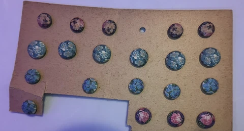 Antique Victorian Multicolored Floral Fabric Buttons Cover