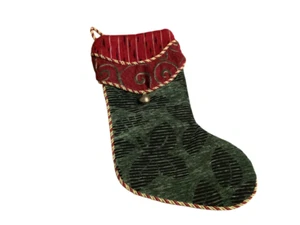 Weihnachtsstrumpf elegant Damast strukturiert Glocke rot grün Schnörkel Saison Design - Bild 1 von 7