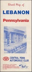 1990 CENTRAL PENN AUTO CLUB Road Map LEBANON Cornwall Myerstown Pennyslvania - Picture 1 of 1