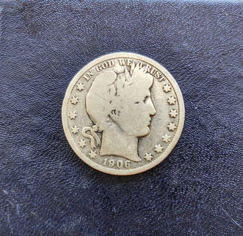 1906 D BARBER Liberty Head Silver Half Dollar - 90% silver Cover