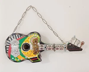 Guitar Folk Art Decor Wall Hanging Handmade Funky Rock & Roll Art - Picture 1 of 23