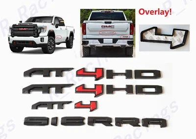 Дверь задняя глянцевая черная красная AT4 HD Sierra эмблема накладка GMC Sierra 2500HD 3500HD - Изображение 1 из 4