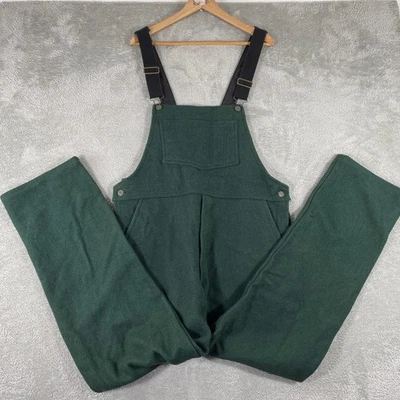 Vintage Codet Wool Overalls Mens 34 Medium Green Made in Canada Workwear Bibs - Image 1 of 4