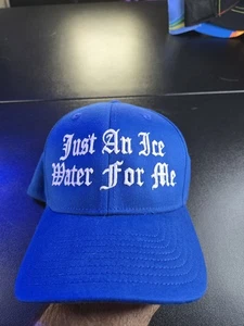 Comedy 'Just An Ice Water For Me' White/Blue Embroidered Fitted Hat L/XL - Picture 1 of 6