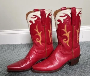 Lucchese 7 B 1883 Western Red Western Cowboy Cowgirl Boots Christmas Red White - Picture 1 of 13
