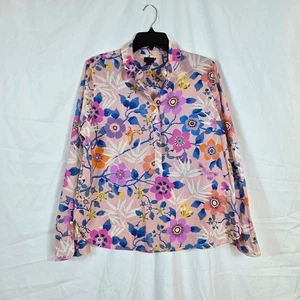 J. Crew Liberty Stoff Damen Pavillon rosa Blumen klassisches Popover-Shirt Gr. 12 - Bild 1 von 12