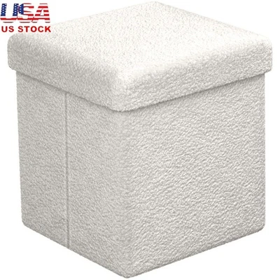 Teddy Storage Ottoman Square Soft Fabric Footstool Indoor Storage Solution New - Image 1 of 4