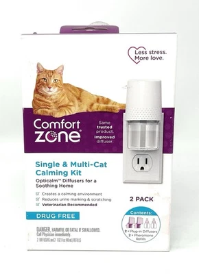 Kit difusor calmante para gatos individuales y múltiples Comfort Zone paquete de 2-NUEVO Foto 1 de 4
