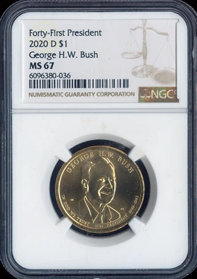 2020-D George Bush Dollar NGC MS67 Holiday Sale 🎁 - Image 1 of 2
