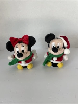 Disney Mickey & Minnie Mouse Christmas Themed Wind Up Plush Toy Vintage Works - Image 1 of 4