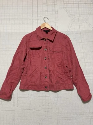 Style & Co Women's Large Shirt Blazer Lightweight Button Up Pink 100% Linen - Image 1 of 4