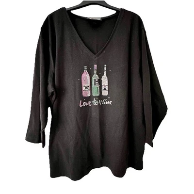 Blusa túnica negra coqueta Christine Alexander para dama talla 2X adornada elástica Foto 1 de 4