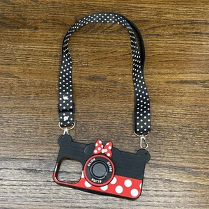 Funda de silicona para cámara Minnie Mouse iPhone 15 Pro soporte de metal giratorio cordón - Imagen 1 de 6