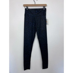 Halston Women’s Medium Leggings Blue Abstract Leopard Print raw hem NWT - Picture 1 of 5