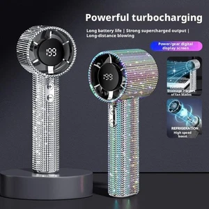 Bling Rhinestones High-Speed Handheld Fan Mini Portable Cooling Fan Outdoor AU - Picture 1 of 19