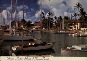 Maui,HI Lahaina Harbor Island of Maui Boats 1975 Hawaii Postcard - Picture 1 of 2