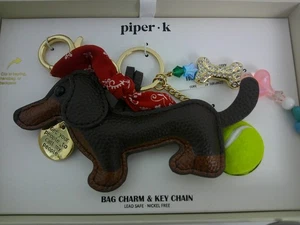 Portachiavi e borsa cane bassotto Piper K ciondolo palla da tennis osso - Foto 1 di 2