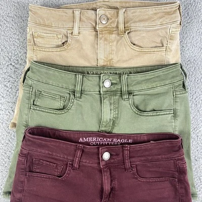 LOT OF 3 American Eagle Shorts Womens 4 Midi AEO Twill 5" Super Stretch Jean - Image 1 of 4