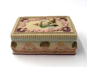 Cherub Schmuckkästchen mit Spiegel & Tablett Shabby Chic/Cottagecore Mädchenzimmer Deko - Bild 1 von 10